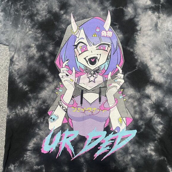 Fake Nerd "UR Dead" Anime Graphic T-Shirt Tie-Dye M - Picture 5 of 5